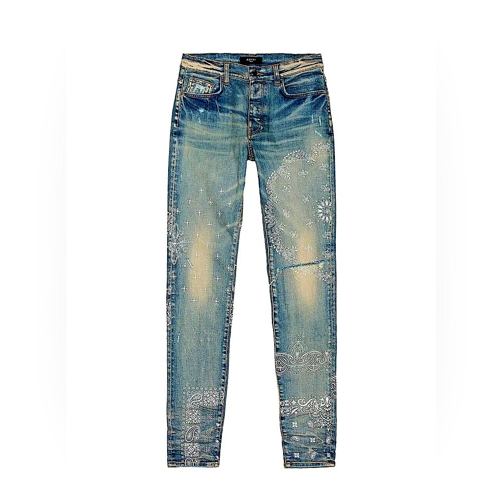 Nwot jeans by Amiri paisley clay indigo nwot size 32w inseam 33 authentic Italy! - Picture 17 of 17